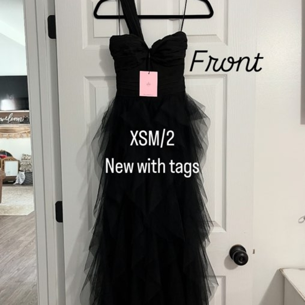 Black Tiered One Shoulder Prom Gown